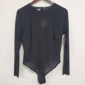 Yitty Womens Long Sleeve Mesh Tong Body Suit Size XL Black Fairy Grunge Goth‎
